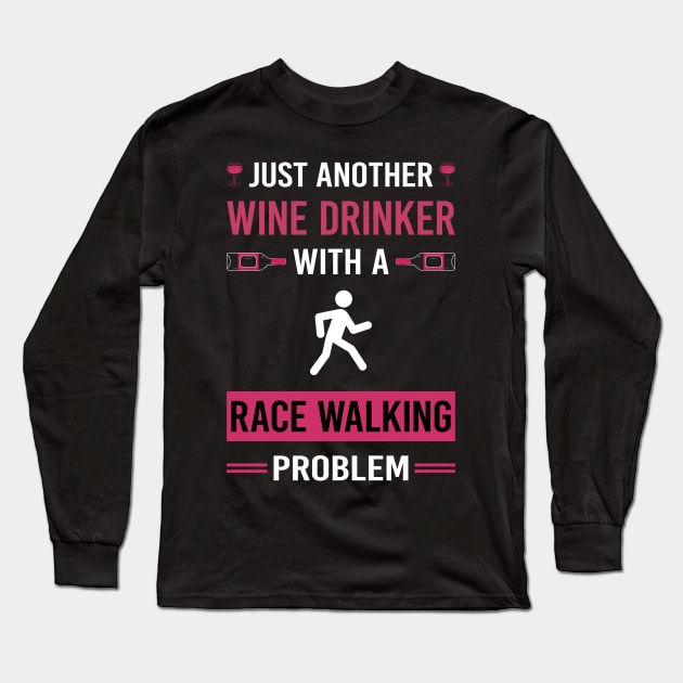 Wine Drinker Race Walking Long Sleeve T-Shirt by Good Day